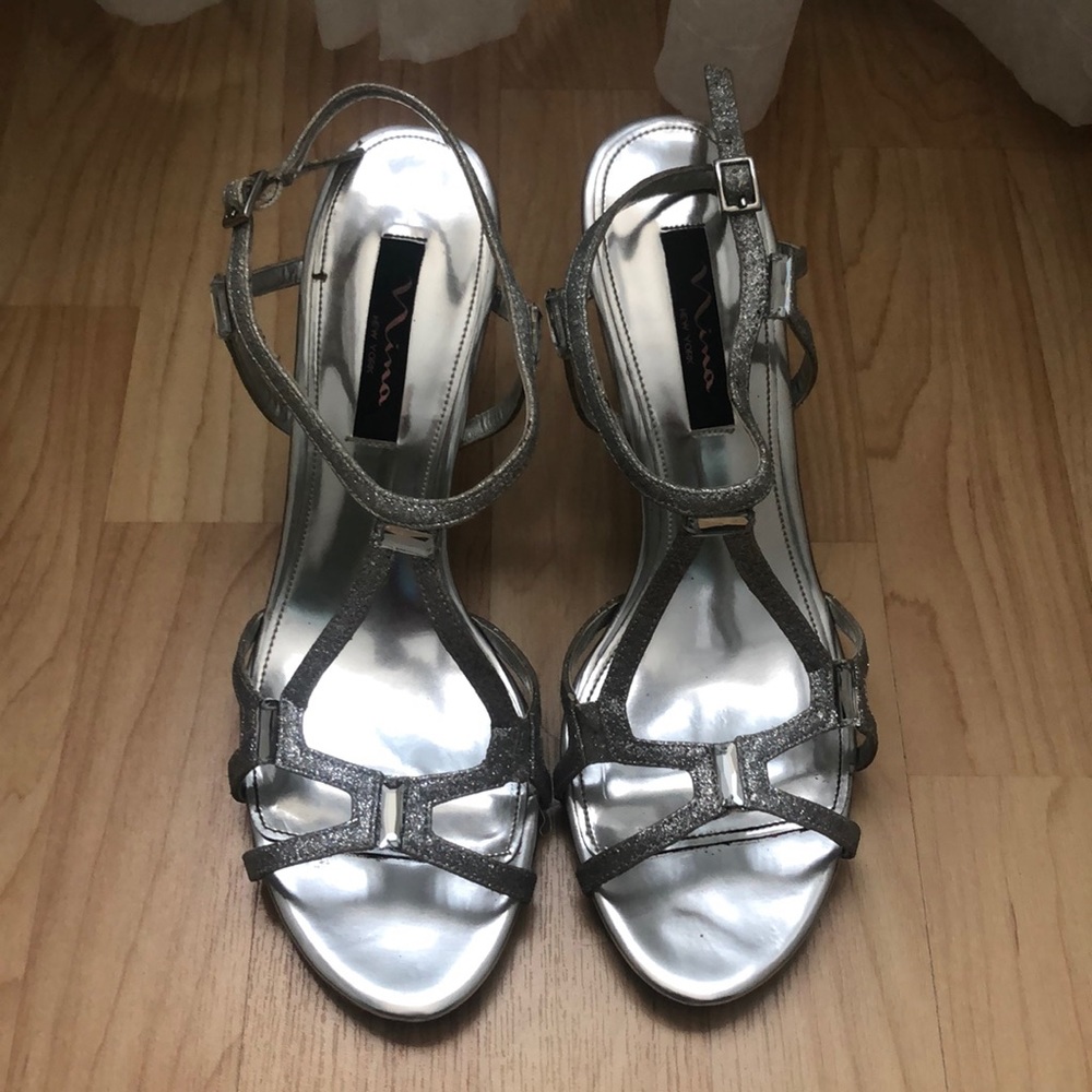 Silver sparkly heels